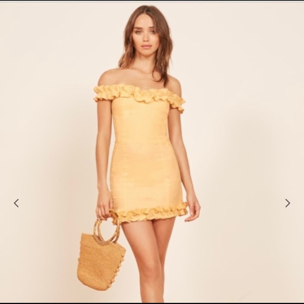 NEW Reformation Bonita Dress in Lemon Size 12
